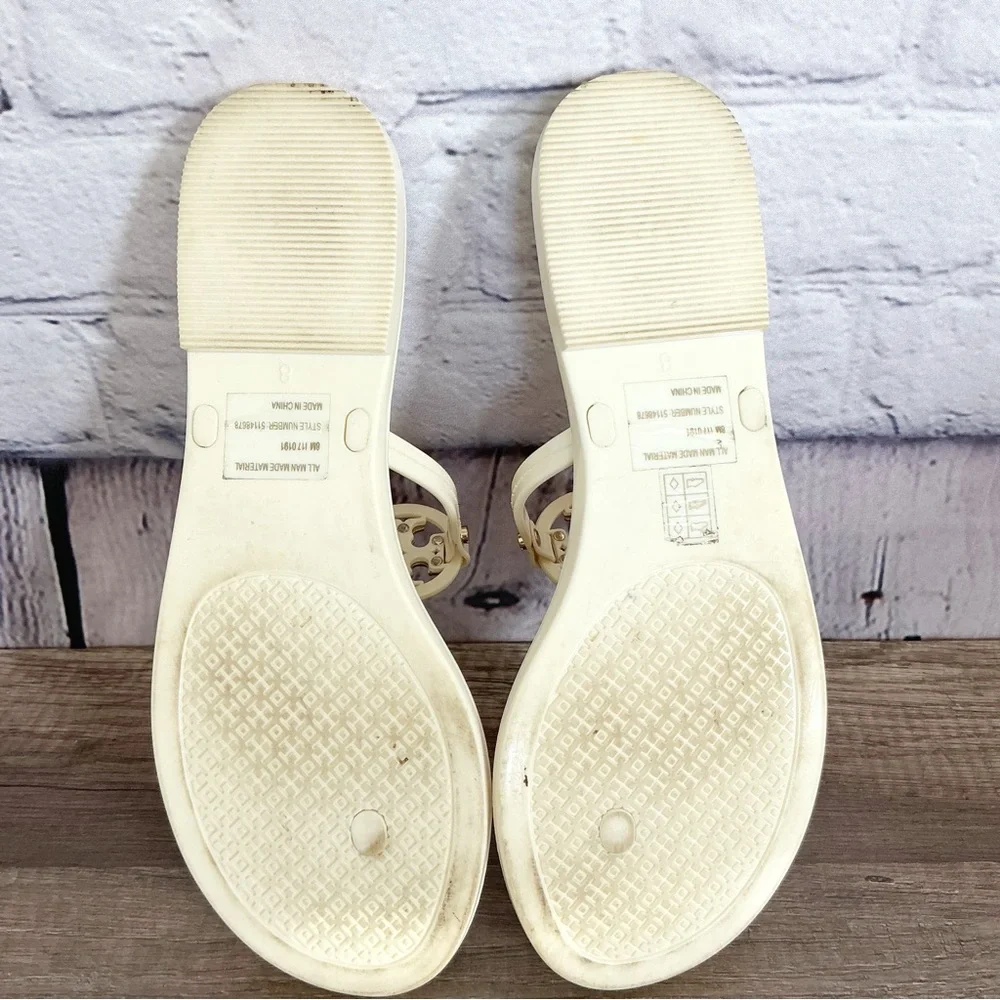 Tory Burch Mini Miller Jelly Flat Thong Ivory Size 8M